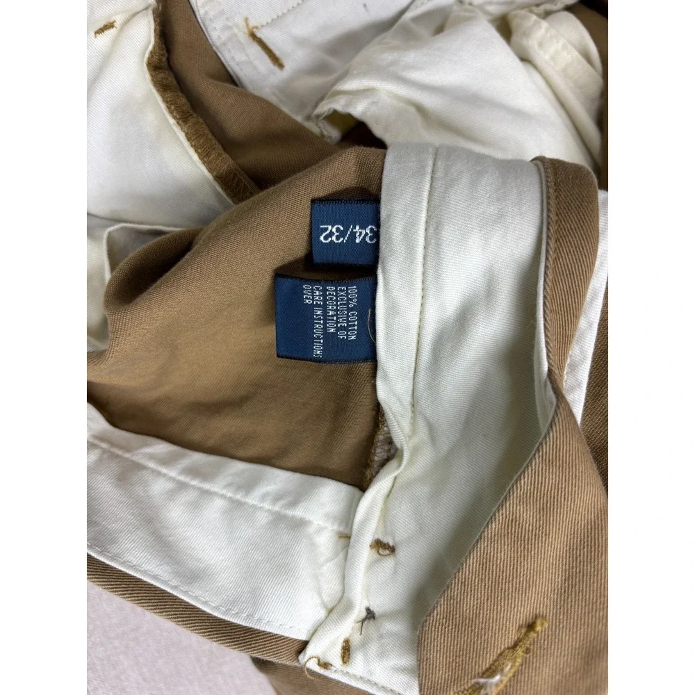 Polo Ralph Lauren Pants Mens 34/31.5 Brown Ethan 100% Cotton Pleated Trousers